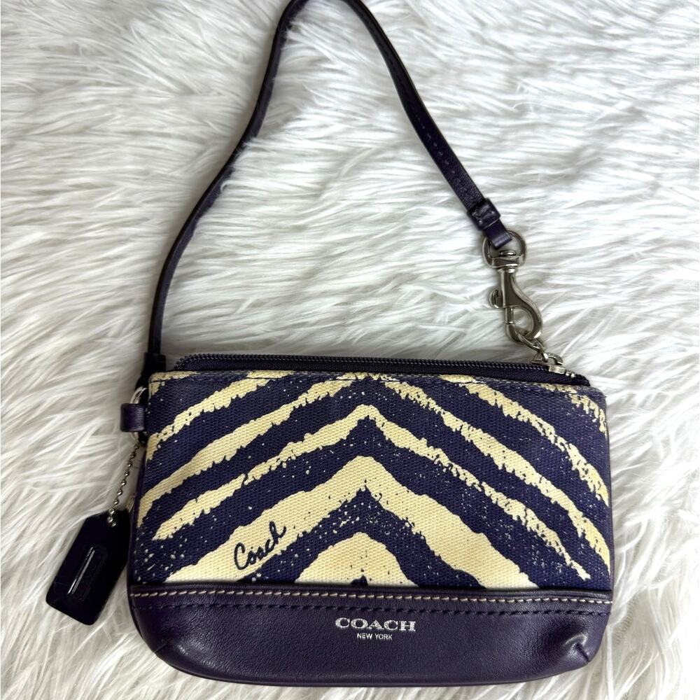 COACH Zebra Stripe Marine Wristlet